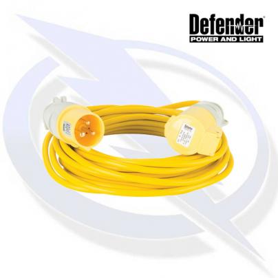 Defender 10M EXTENSION LEAD - 16A 1.5MM CABLE - YELLOW 110V